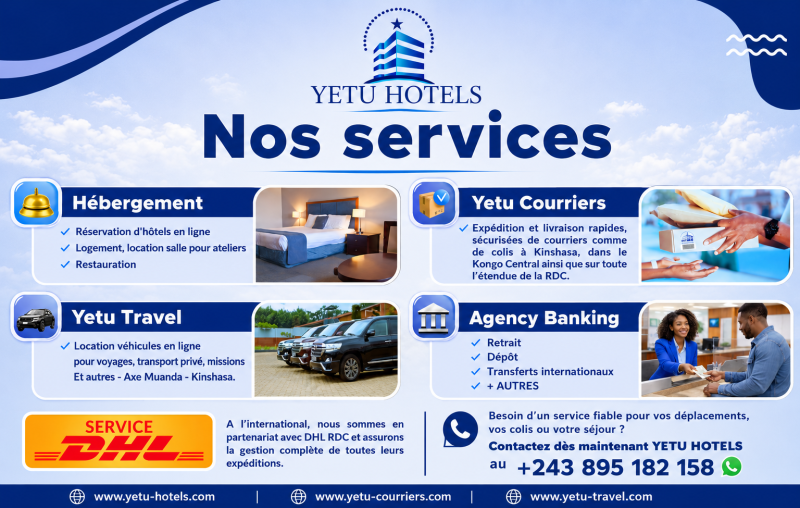 YETU HOTELS  Votre partenaire multiservices de confiance en RDC